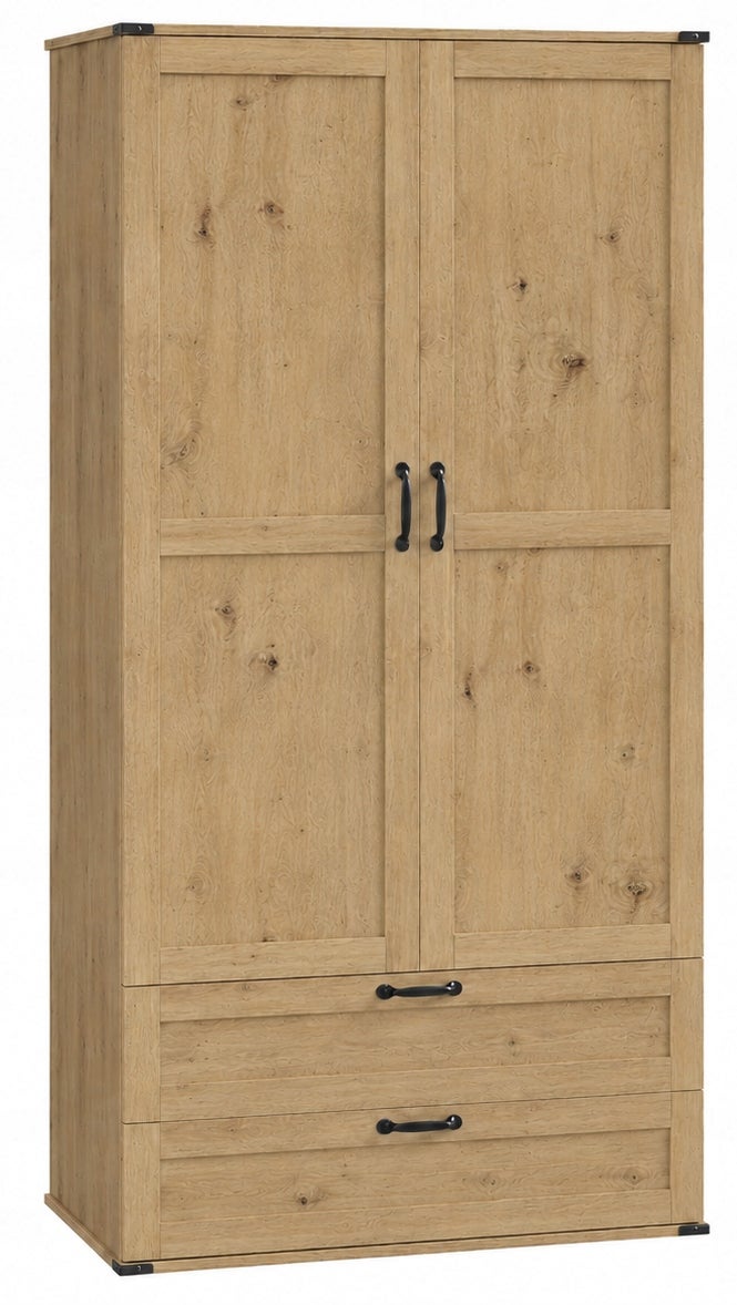Szafa garderoba artisan 90cm dwudrzwiowa szuflady półki drązek rustykalna