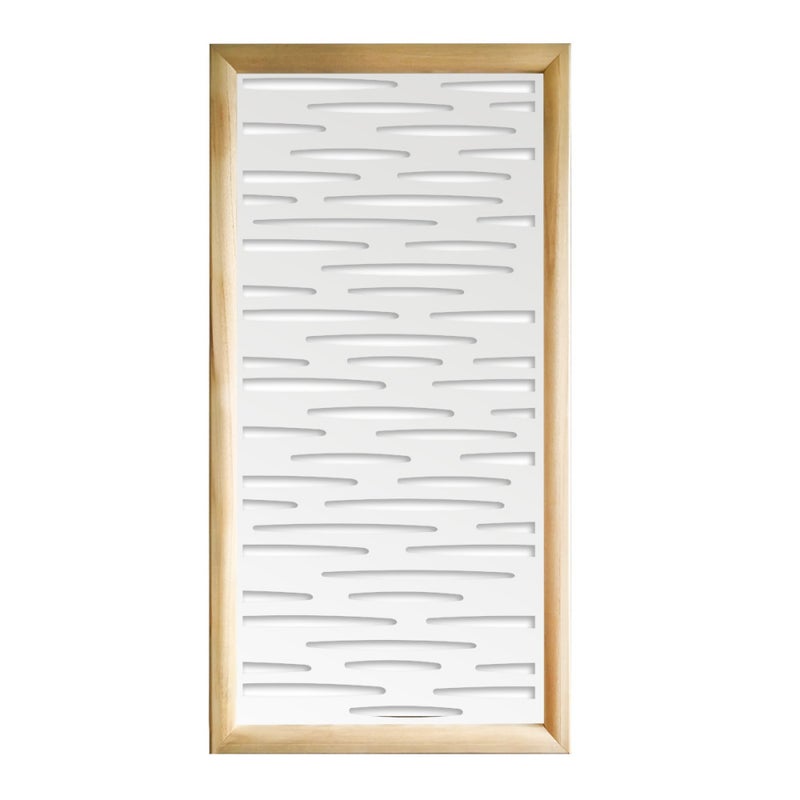 PUDDLE - Prostokątne moduły dekoracyjne z drewna i PCV - Rozmiar 73x148 cm - Grubość 64 mm - Kolor wewnętrzny BIAŁY