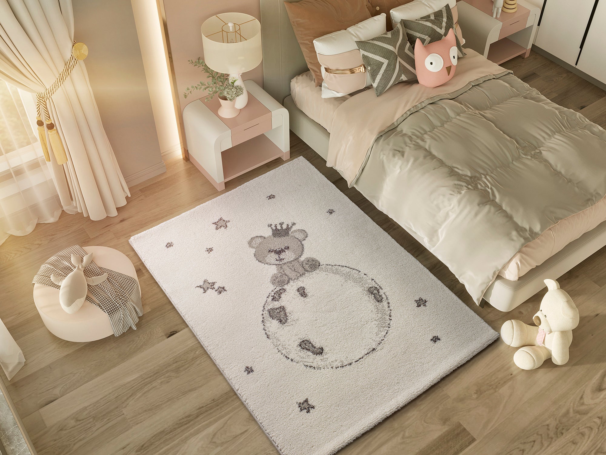 Prostokątny biały dywan do wnętrz 115 x 170 cm CRANBERRY Kids - ATTICGO