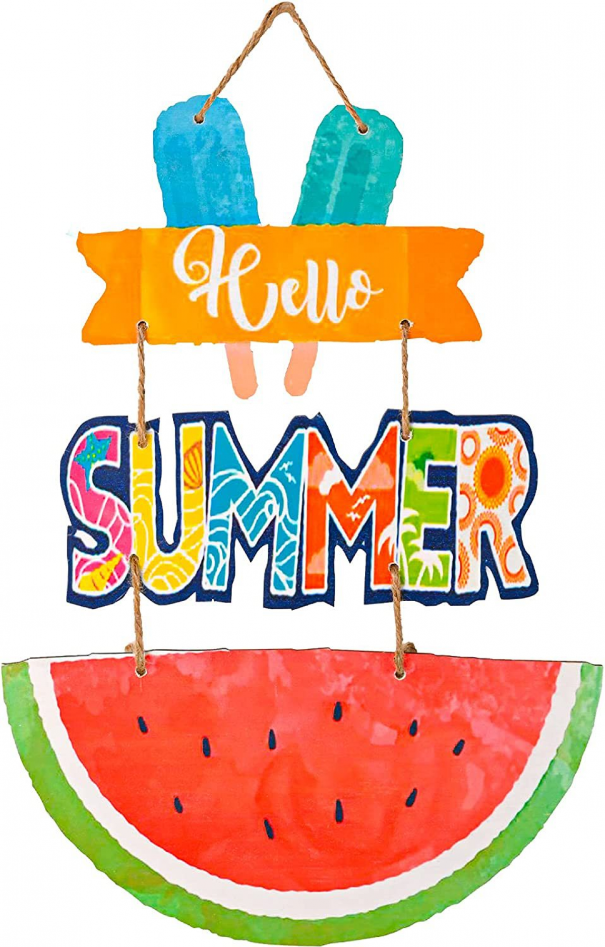 Welcome Hello Summer tabliczka na drzwi rustykalna tabliczka do zawieszenia na ścianę patio dekoracja ogrodu wewnętrznego i zewnętrznego ze sznurkiem