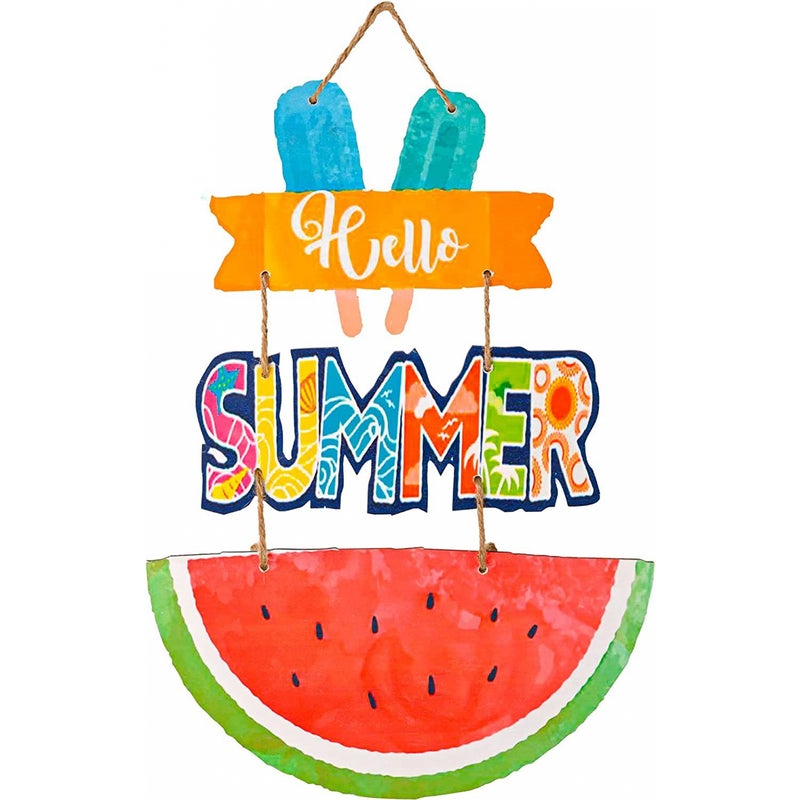 Welcome Hello Summer tabliczka na drzwi rustykalna tabliczka do zawieszenia na ścianę patio dekoracja ogrodu wewnętrznego i zewnętrznego ze sznurkiem