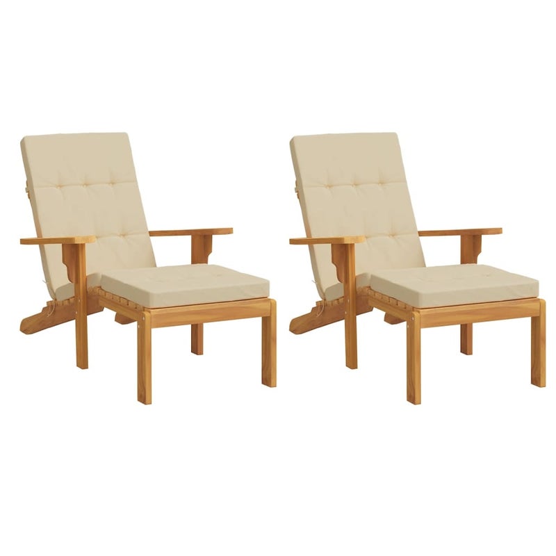 2x Poduszka Ogrodowa na Leżak 55x180 cm Odporna na Wodę Beżowa na Taras