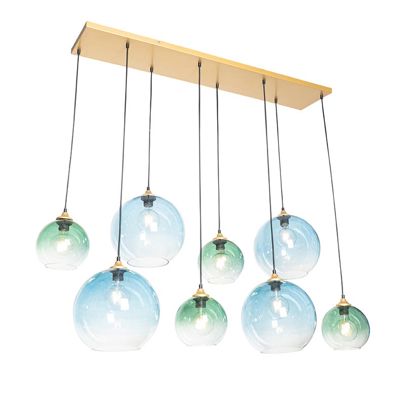 Qazqa artdeco lampa wisząca z kloszem (5 punktów) do stołu jadalnego - Sandra - złoty/mosiężny, max. 60w, e27, z 8 punktami