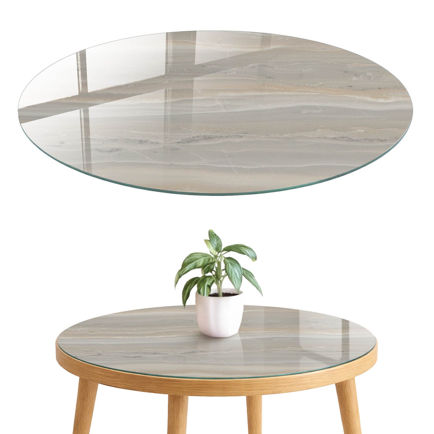Dekoracyjny blat szklany 4 mm z printem - na stół, szafkę, komodę i stolik fi60 cm Elegancka tekstura