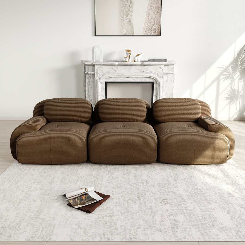 Modułowa sofa 3-osobowa z najwyższej jakości sztruksu, ergonomiczne podłokietniki, antypoślizgowa i nie wymagająca montażu