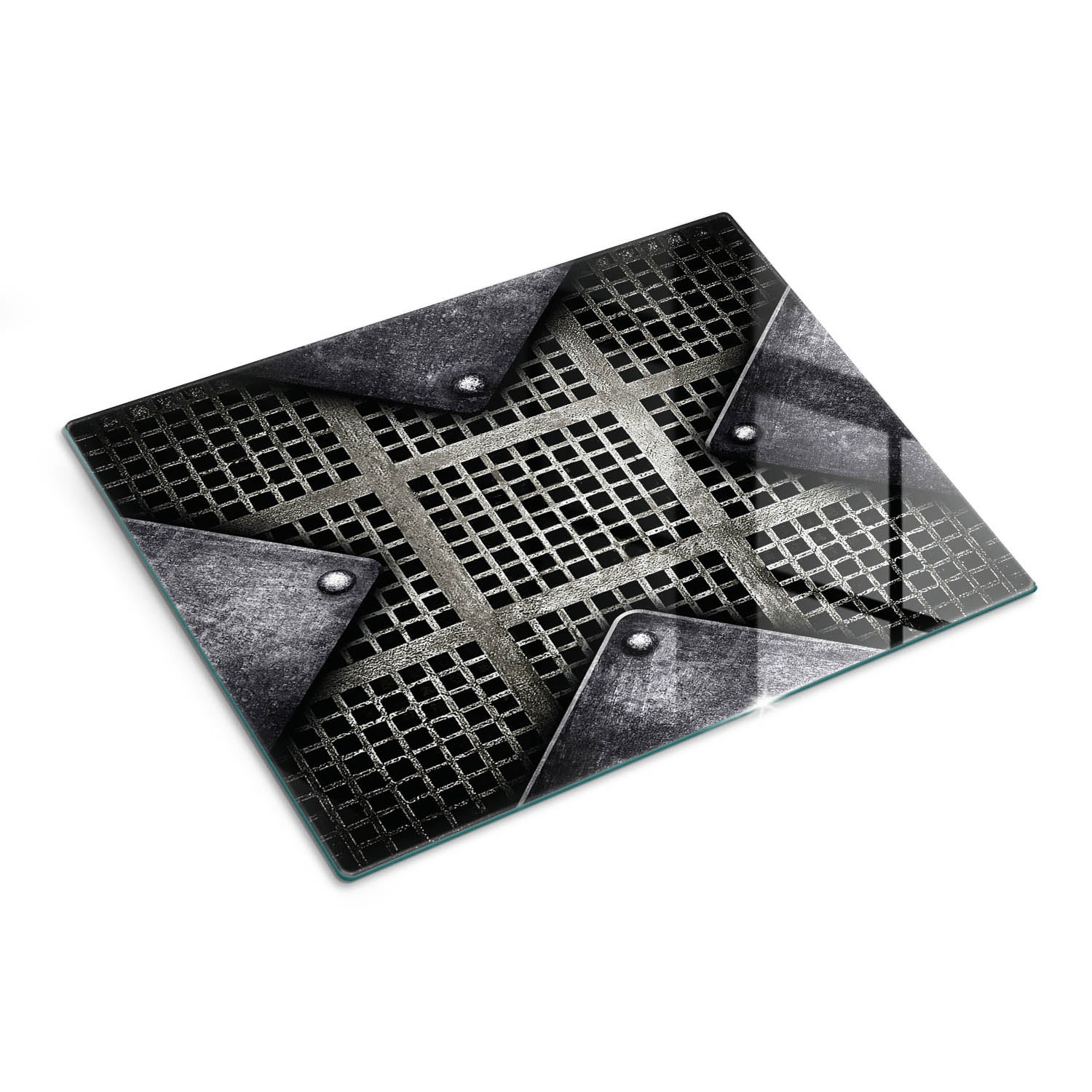 Szklana deska kuchenna z eleganckim nadrukiem - Metal Siatka - 30x40 - Tulup