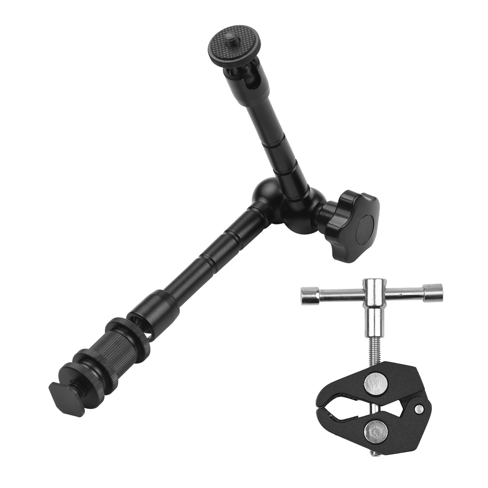 11-calowy aluminiowy Magic Arm – przegubowy, z zaciskiem Super Clamp. Mocowania 1/4" i 3/8". Do monitora, mikrofonu, LED.