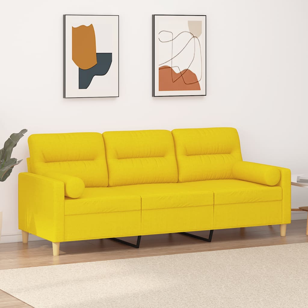3-osobowa sofa z poduszkami, jasnożółta, 180 cm, tkanina vidaXL