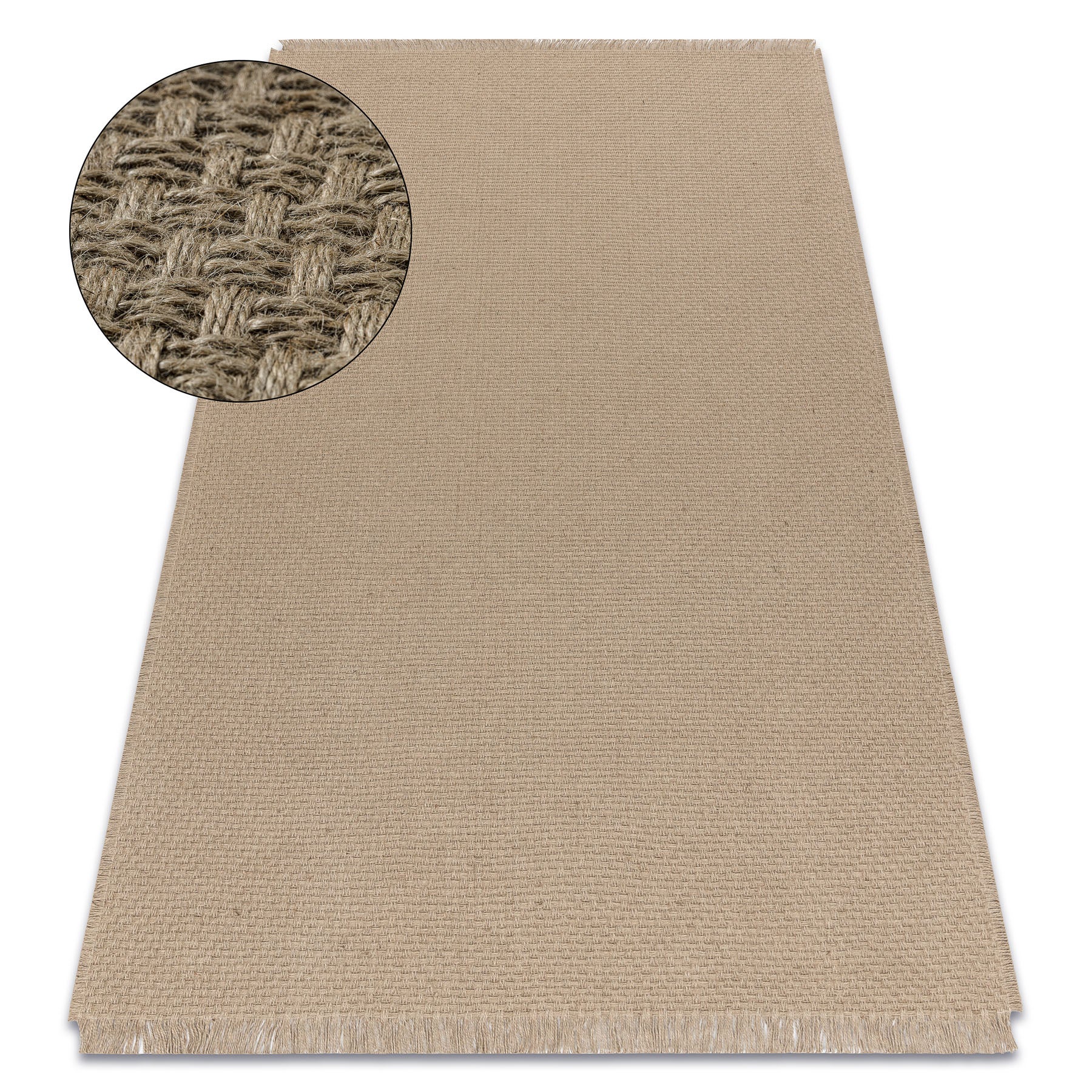 Dywan JUTE 3731 ciemny beż jednolity - jutowy, płaskotkany, frędzle 80x150 cm