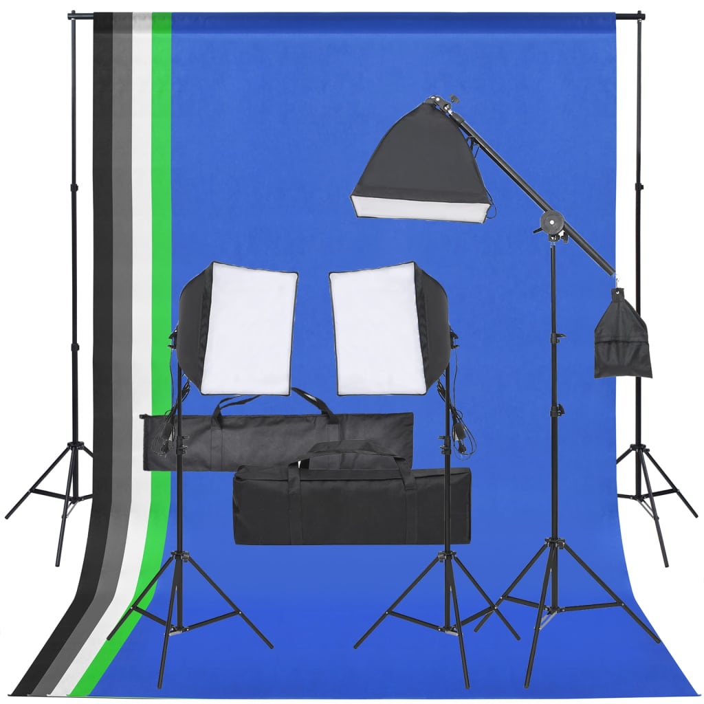 Fotograficzny zestaw studyjny z lampami i tłami vidaXL