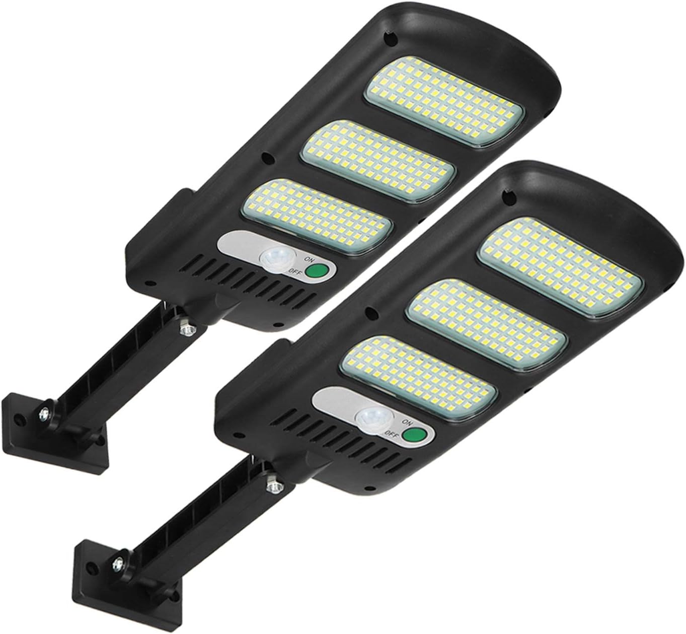 Zestaw 2 lamp solarnych zewnętrznych z 213 diodami LED – czujnik ruchu, IP65, oświetlenie ścienne zabezpieczające