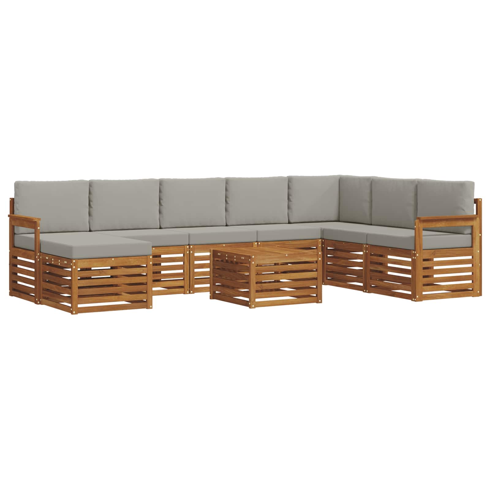 Zestaw sof na zewnątrz z poduszką 9 pcs Naturalny i Jasny Szary