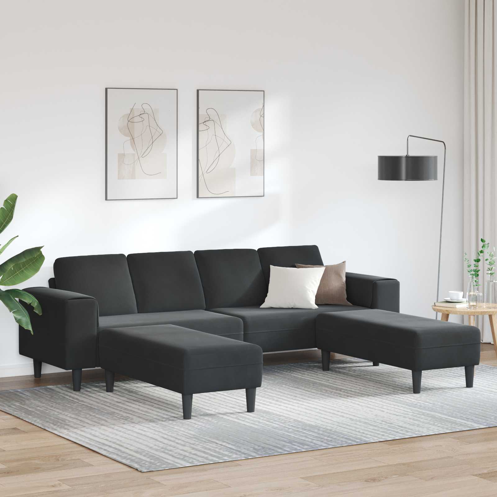 Sofa do salonu 3 pcs Czarny 250 x 188 x 76 cm vidaXL