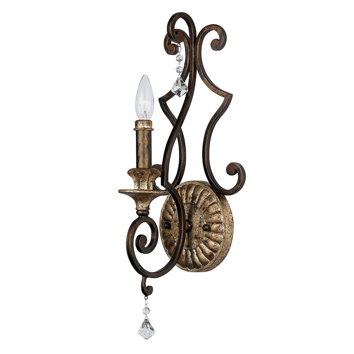 Applique Marquette, bronze et cristal, 1 ampoule