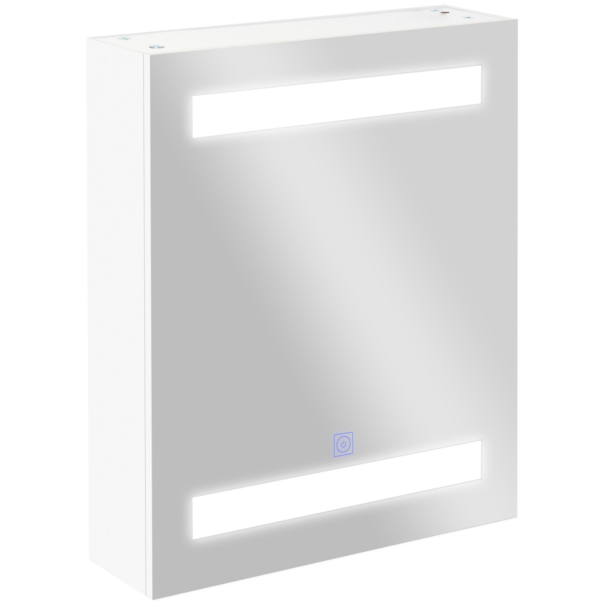 Szafka łazienkowa z lustrem, oświetlenie LED, 2 półki, włącznik dotykowy, 50 x 15 x 60 cm, kolor biały