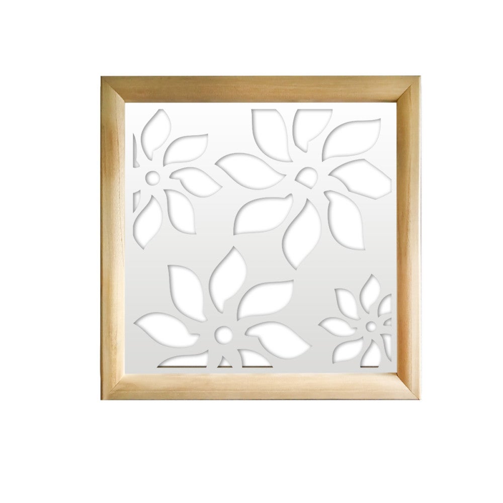 SŁONECZNIKI - Kwadratowe moduły dekoracyjne z drewna i PCV - Rozmiar 98x98 cm - Grubość 64 mm - Kolor wewnętrzny BIAŁY
