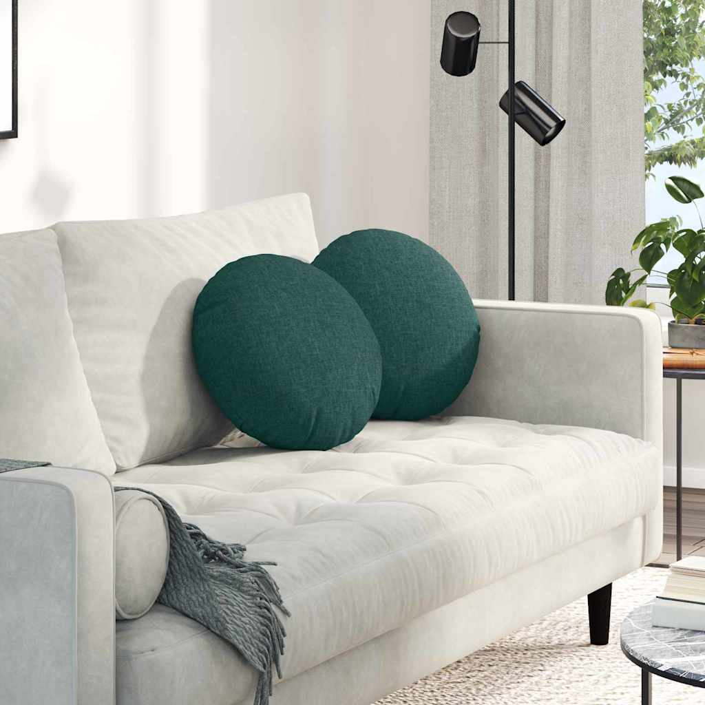Poduszki na siedziska 2 pcs Ciemna zieleń Ø40 x 13 cm tkanina vidaXL