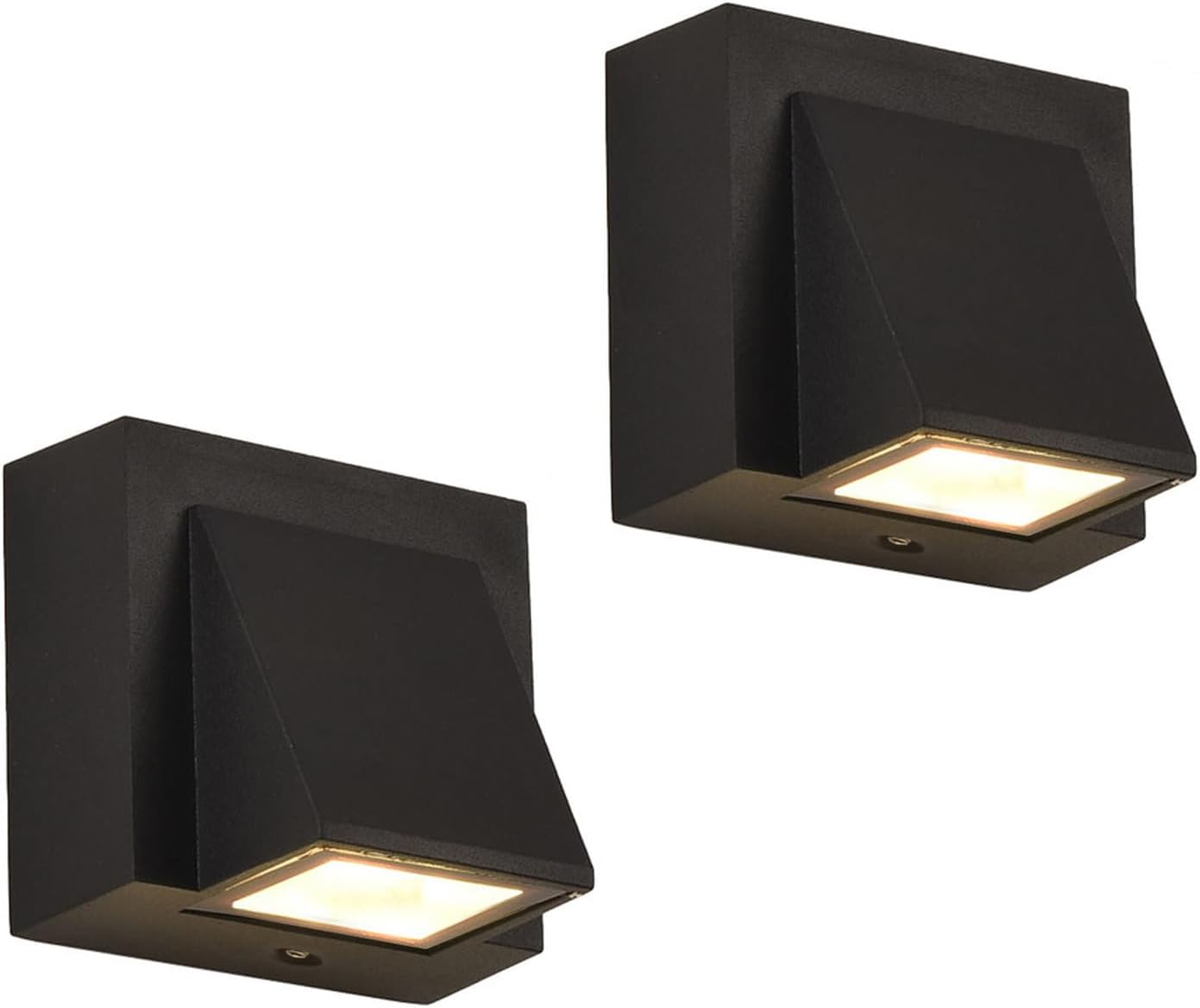 Podgrzewacze ścienne zewnętrzne - (2 sztuki), wodoodporna lampa ścienna LED IP65, kwadratowa aluminiowa lampa ścienna 5 W o ciepłej barwie światła 300