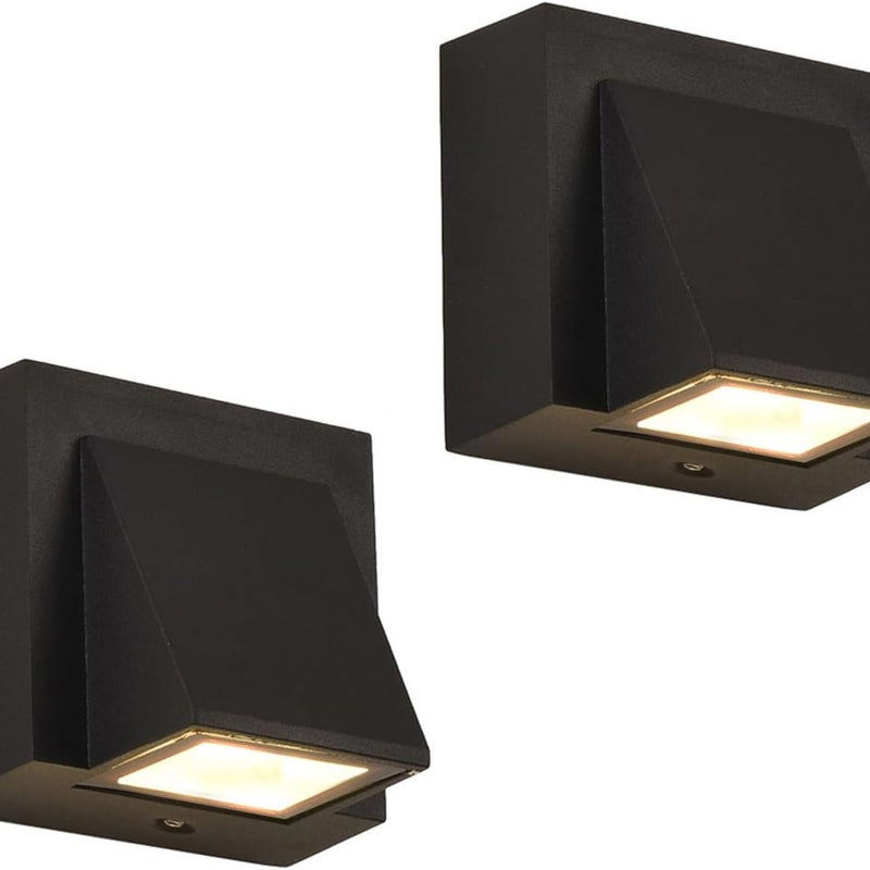 Podgrzewacze ścienne zewnętrzne - (2 sztuki), wodoodporna lampa ścienna LED IP65, kwadratowa aluminiowa lampa ścienna 5 W o ciepłej barwie światła 300