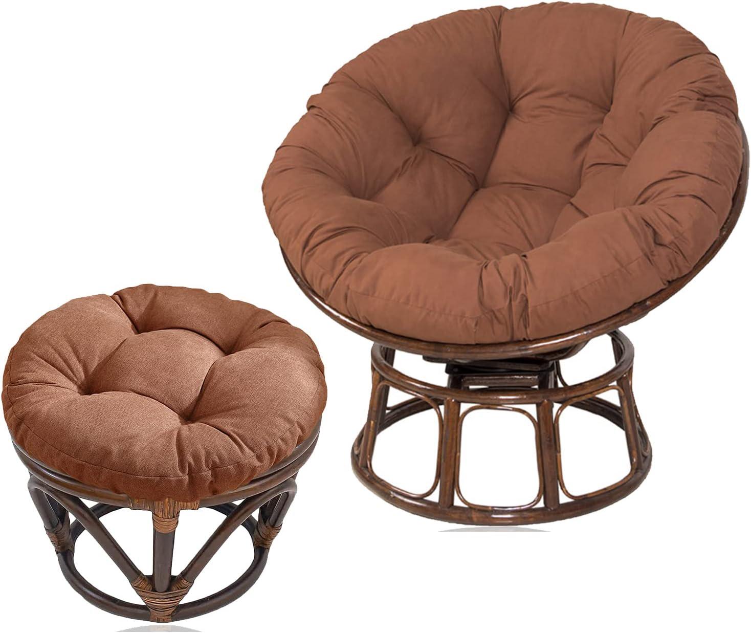 Okrągłe poduszki na krzesła Papasan + podnóżek Papasan, poduszka na taboret Papasan, wodoodporna poduszka na huśtawkę na zewnątrz, bez krzesła