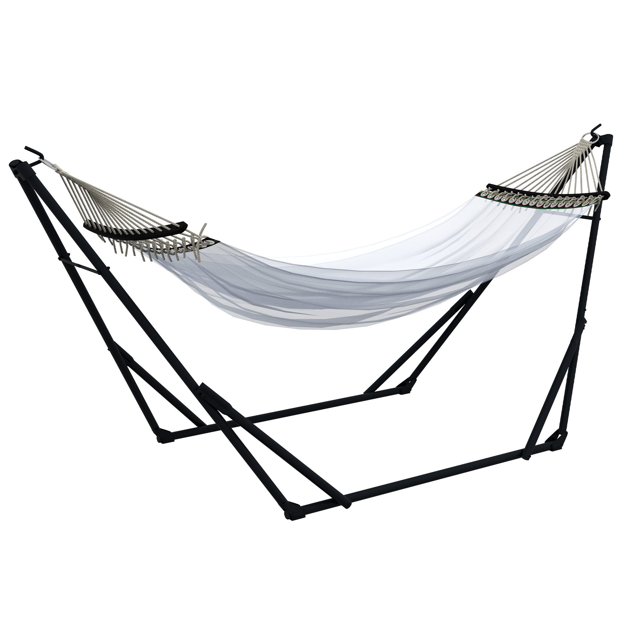 Stojak na hamak z hamakiem, 263 cm x 89 cm x 100 cm, czarno-biały