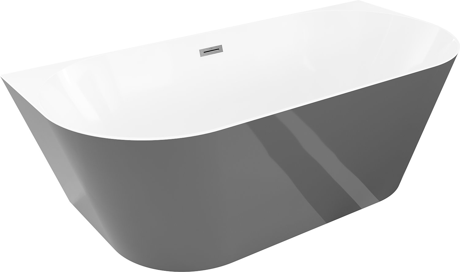 Mexen Oval Slim wanna wolnostojąca przyścienna 170 x 80 cm, biała/szara, przelew gun gray szczotkowany - 52661708062-66