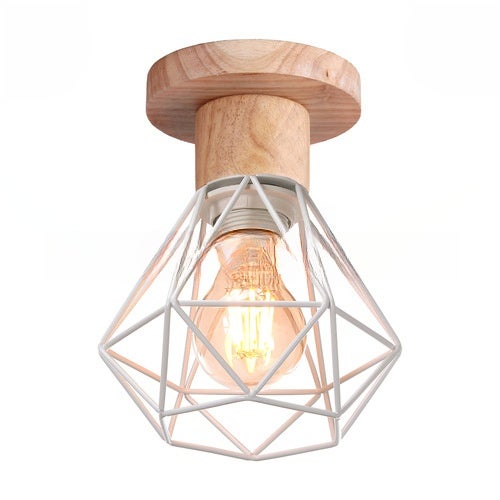 Lampa sufitowa w stylu retro, plafon w kształcie diamentu, biała oprawka na żarówkę E27 (żarówka nie jest dołączona)