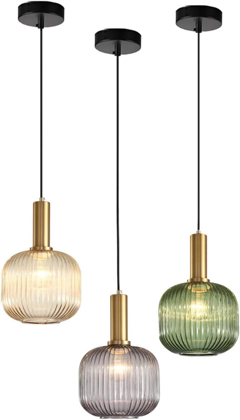 Lampa wisząca w stylu vintage industrialnym ze szkła żebrowanego, lampa sufitowa z wykończeniem z polerowanego mosiądzu, żyrandol, lampa wisząca do ja