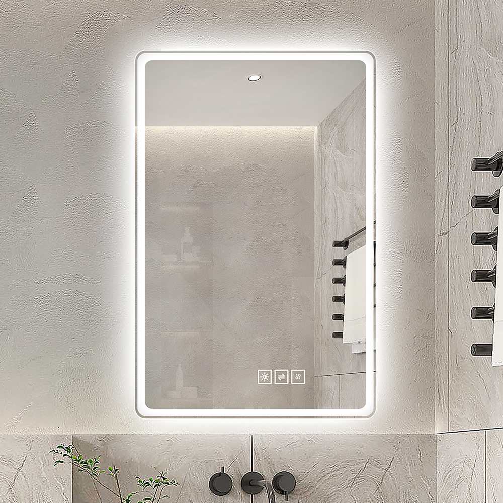 Lustro łazienkowe LED 60x100cm, przeciwmgielne, ściemnialne, szkło hartowane nietłukące, regulowane oświetlenie do makijażu