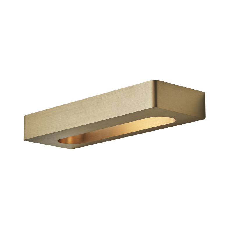 Kinkiet LED HELIOS 13 W, podwójna emisja, IP54, 3000 K, kolor złoty – minimalistyczny i kompaktowy design do oświetlenia wnętrz – Rossini Group