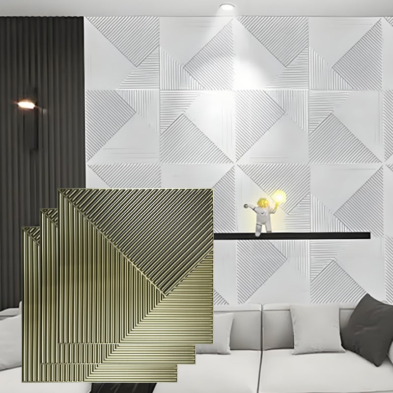 Panel Akustyczny 30x30cm, Bez samoprzylepnego mocowania - Zestaw 12 paneli wyciszających - Izolacja ścienna DIY do studia, biura i sypialni - Złoty Sz