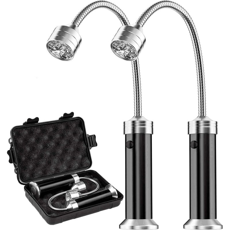 Zestaw 2 lampek LED do grilla BBQ z magnetyczną podstawą, obrót o 360 stopni, elastyczna, regulowana, do grillowania, na kemping i na zewnątrz