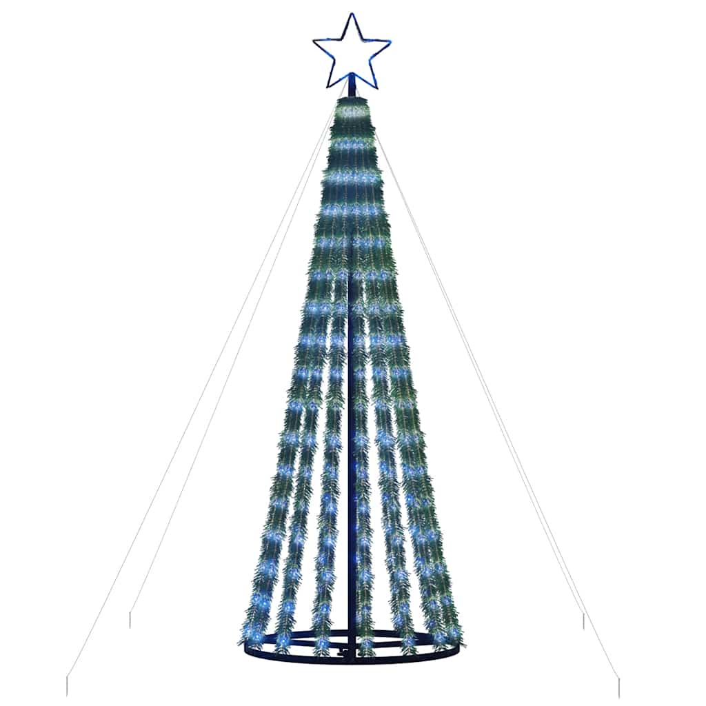 Choinka LED Zewnętrzna Niebieska 180 cm USB z Gwiazdą i Podstawą
