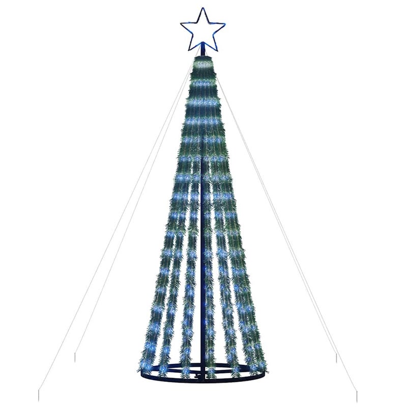 Choinka LED Zewnętrzna Niebieska 180 cm USB z Gwiazdą i Podstawą