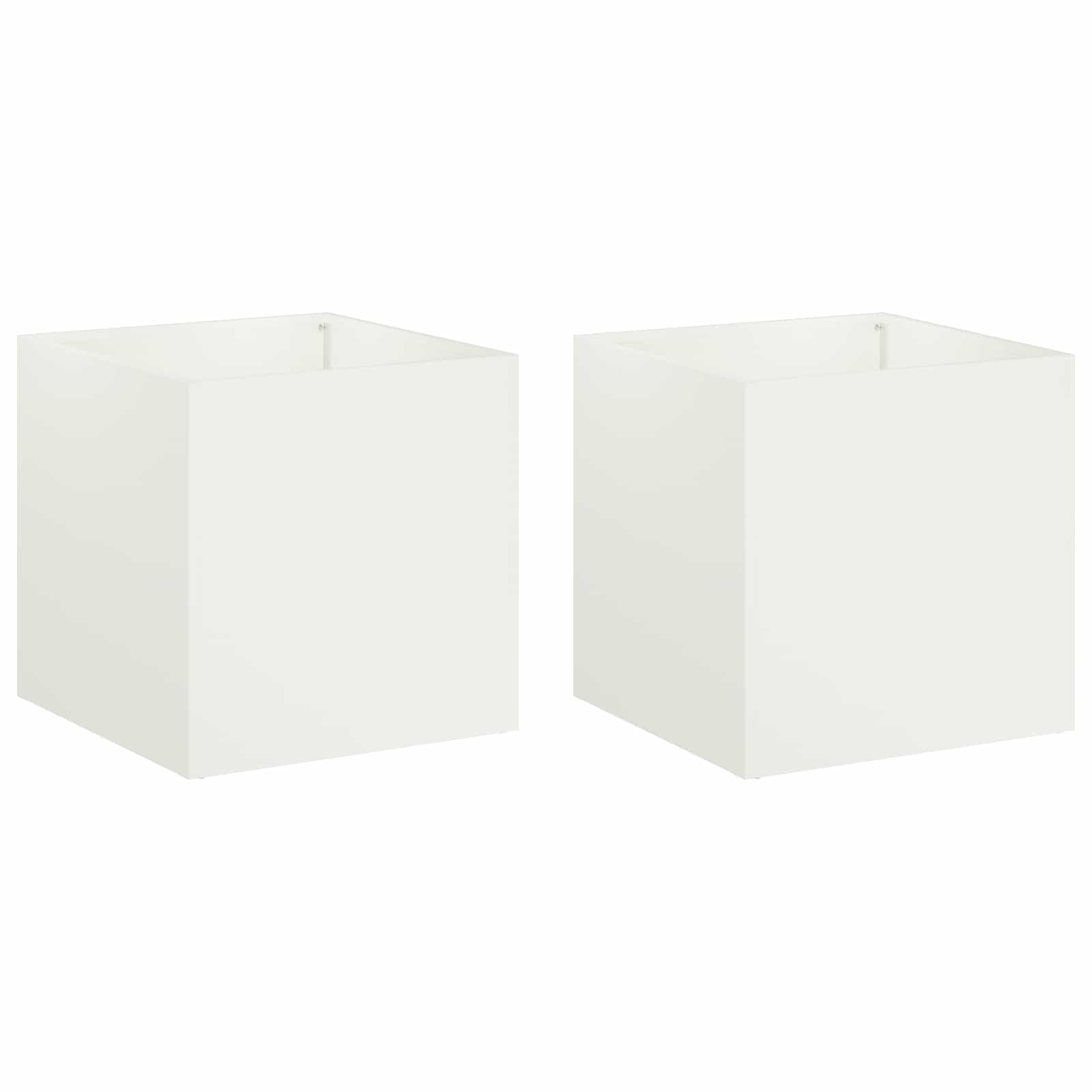 2x Donica Ogrodowa Stalowa 25x25x25 cm Biała na Taras na Balkon na Kwiaty