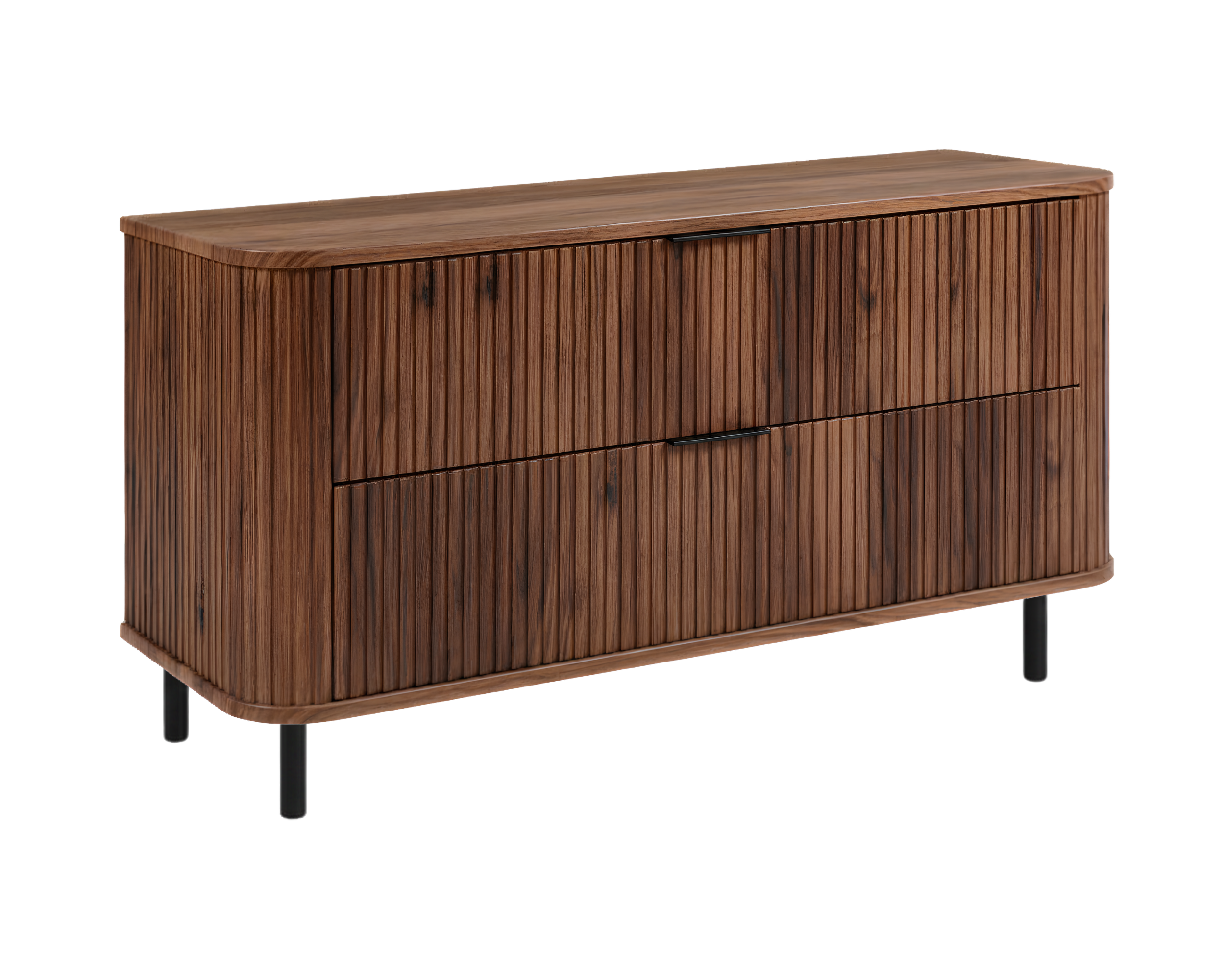 Szafka łazienkowa stojąca z szufladami i metalowymi nóżkami, kolor Dąb-orzech, uchwyt czarny, nóżki czarne, 120 x 41,5 x 66,7 cm