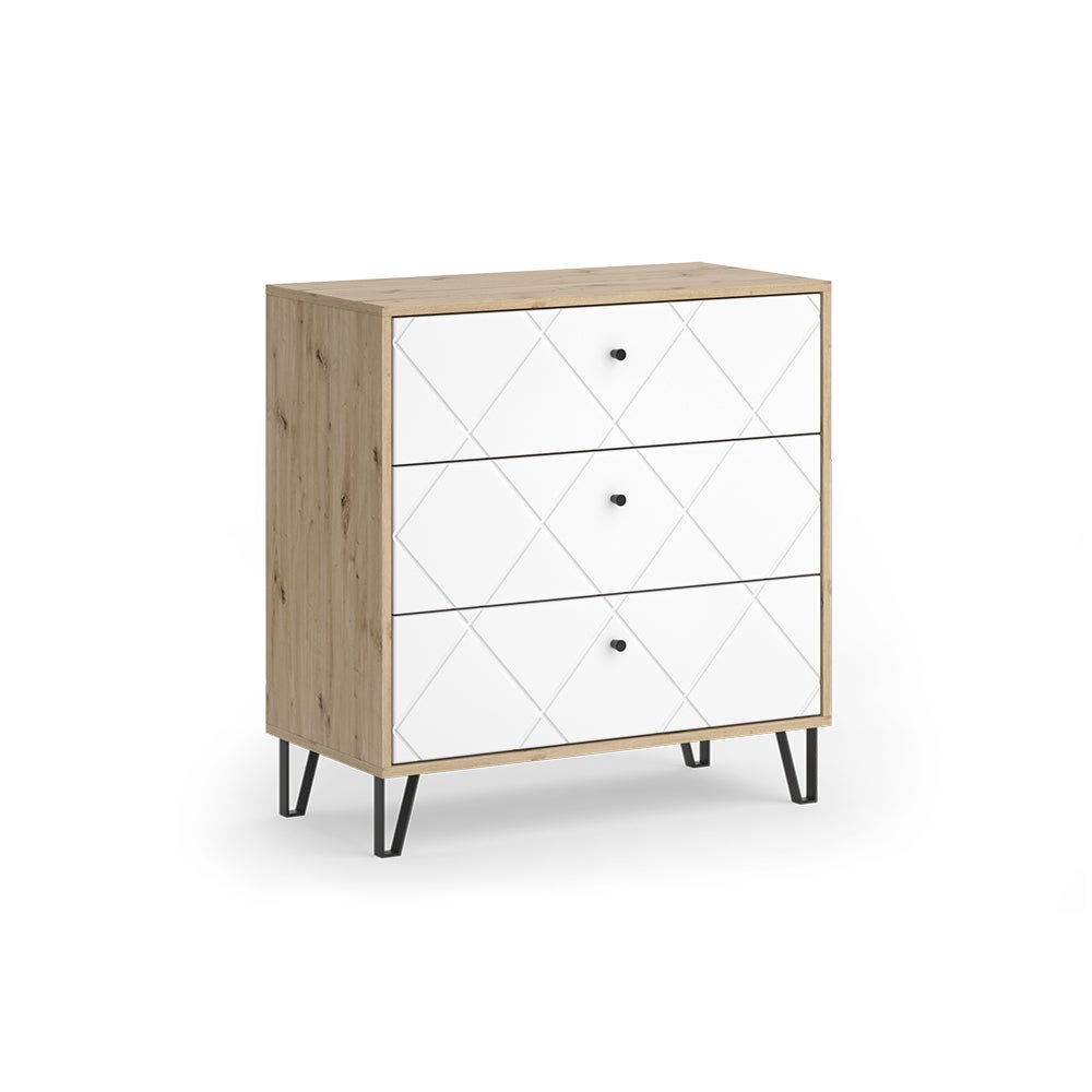 Vicco Kredens Nizza, Dąb rzemieślniczy, 80.2 x 82.6 cm z 3 szufladami