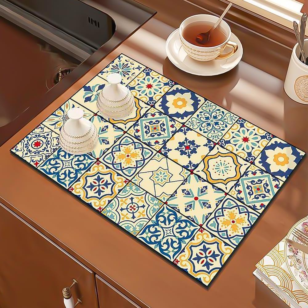 Mata do ociekania naczyń 40x60 cm Chłonna mata do suszenia naczyń Mata do ociekania naczyń Mata do ekspresu do kawy Mata do odpływu kuchennego