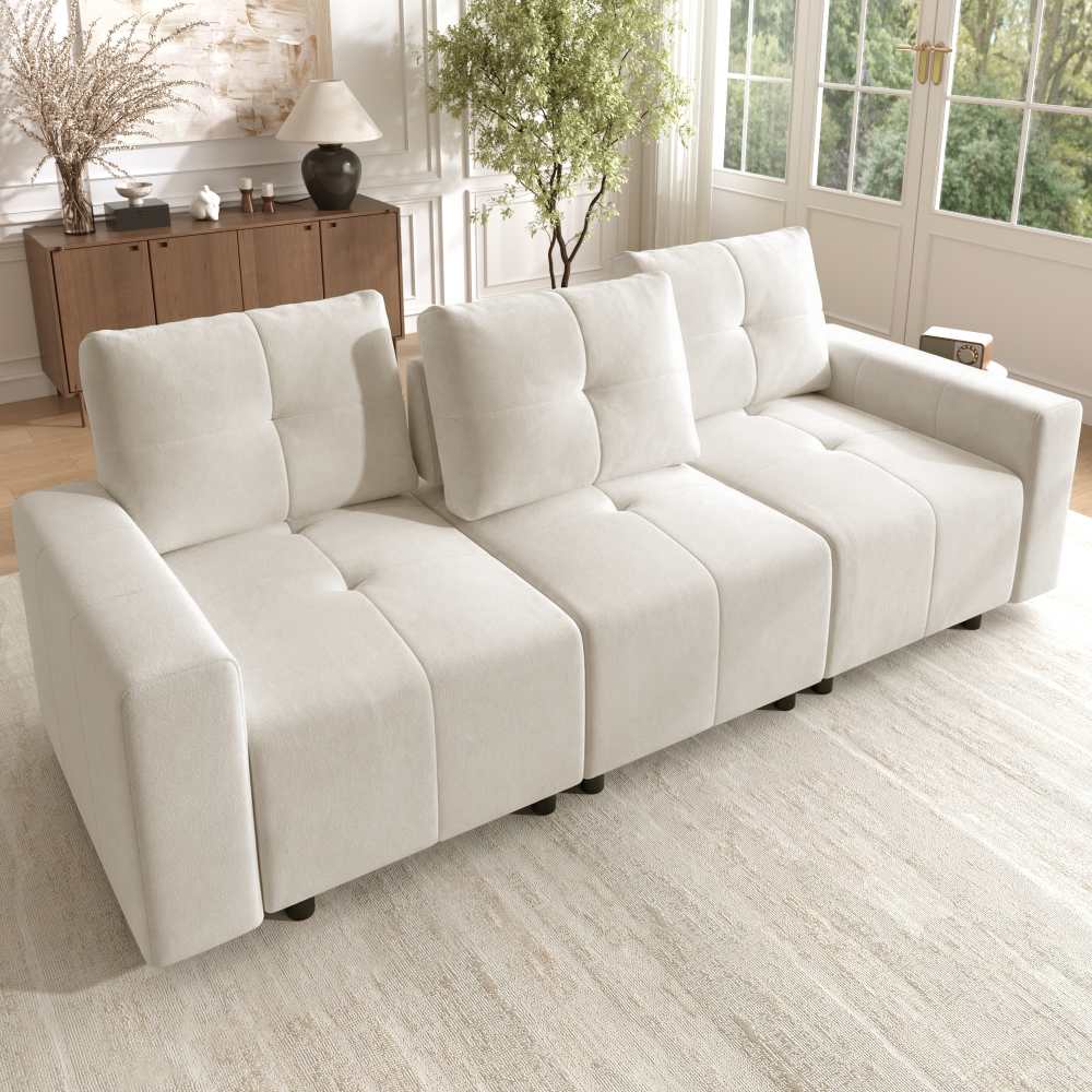 Modułowa sofa 3-osobowa, 213 cm, funkcja siedziska i spania, regulowana głębokość 68 cm, tkanina szenilowa