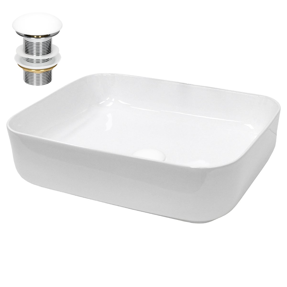 Umywalka ceramiczna z odplywem pop-up Umywalka 505x395x135 mm