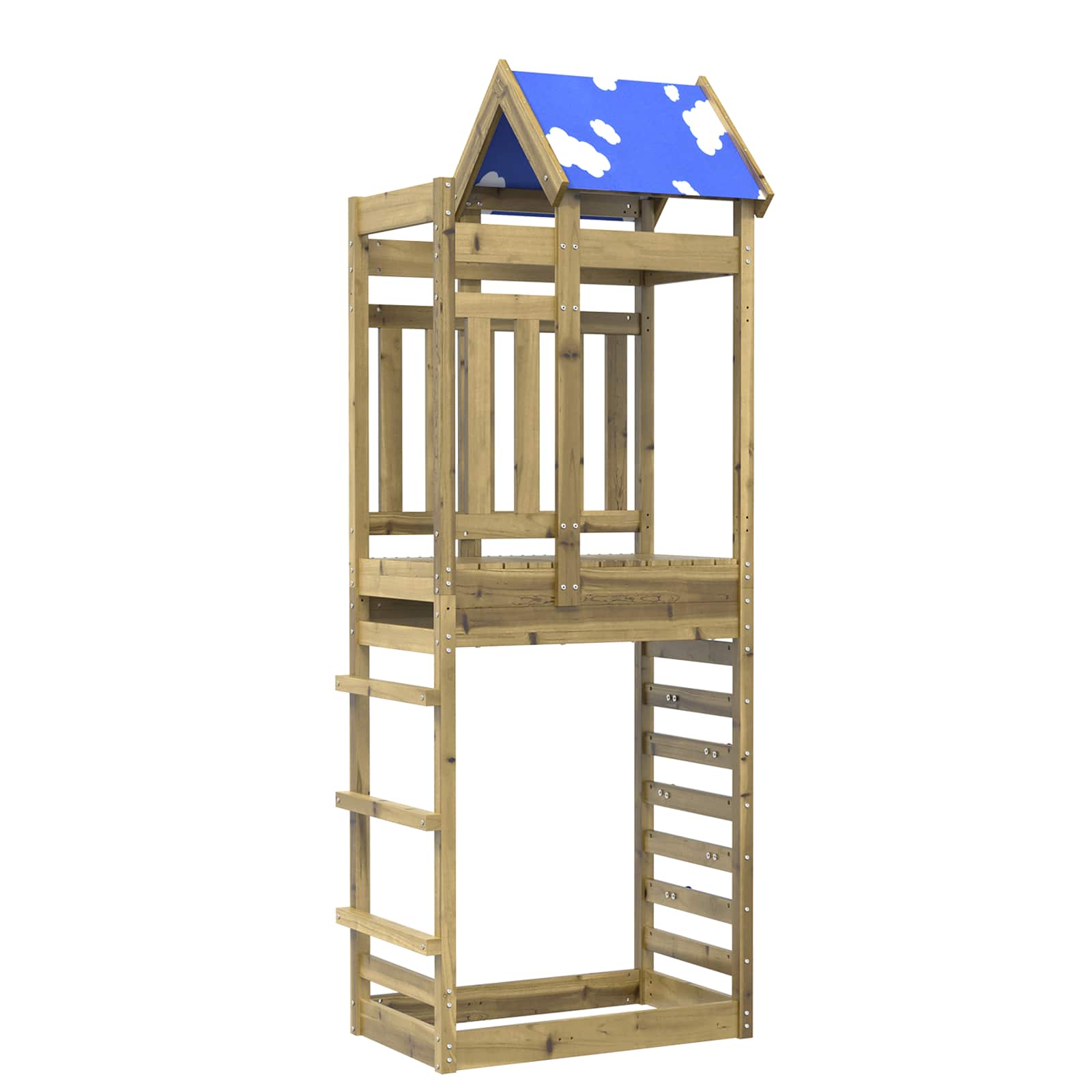 Wieża zabaw Brązowy 85 x 52,5 x 239 cm Drewno impregnowane lite vidaXL
