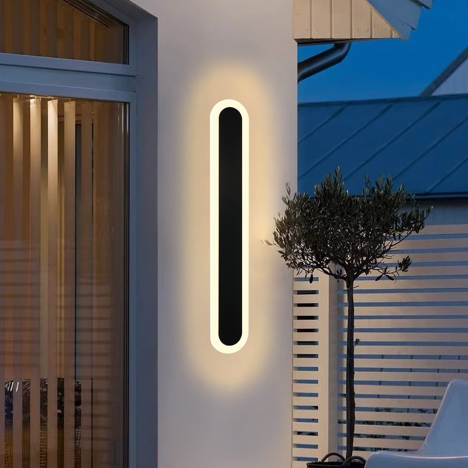 NETTLIFE Kinkiet zewnętrzny LED 50 cm Czarna Villa długa lampa zewnętrzna IP65 wodoodporna nowoczesna 10 W do łazienki na korytarzu