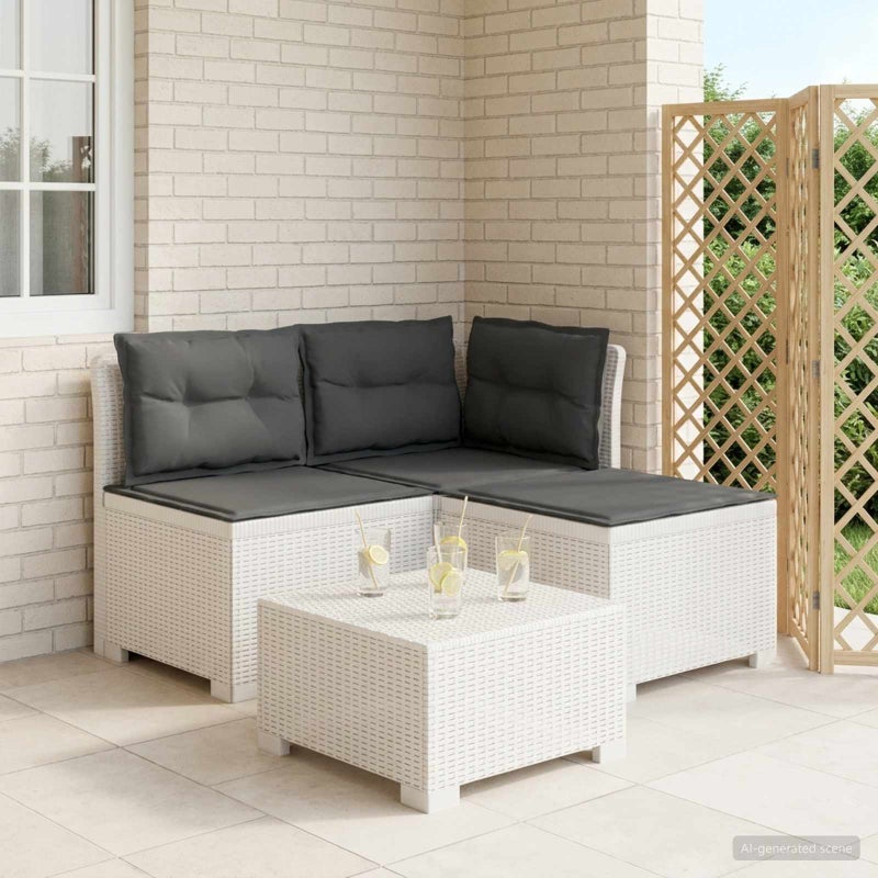 Sofa ogrodowa 3-osobowa z poduszkami w rattanowym wyglądzie PP vidaXL
