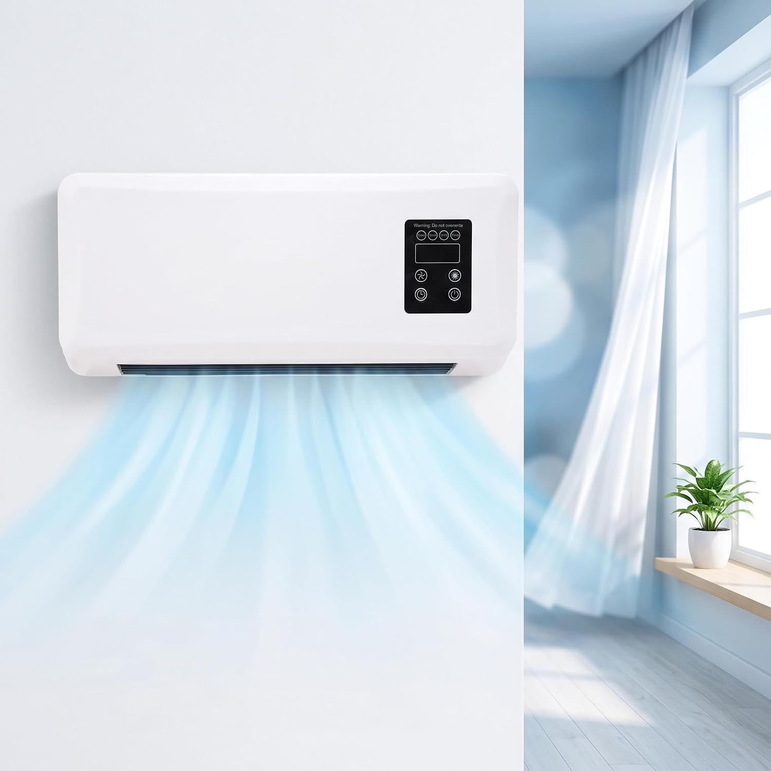 Grzejnik/chłodziarka ścienna, wentylator 45 W do chłodzenia i grzania, chłodnica powietrza elektryczna (UE)