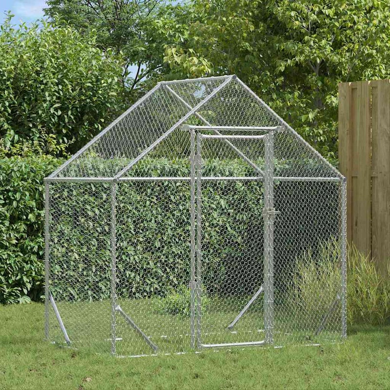 Klatka dla kur Srebrny 170 x 100 x 177 cm Stal Galwanizowana vidaXL