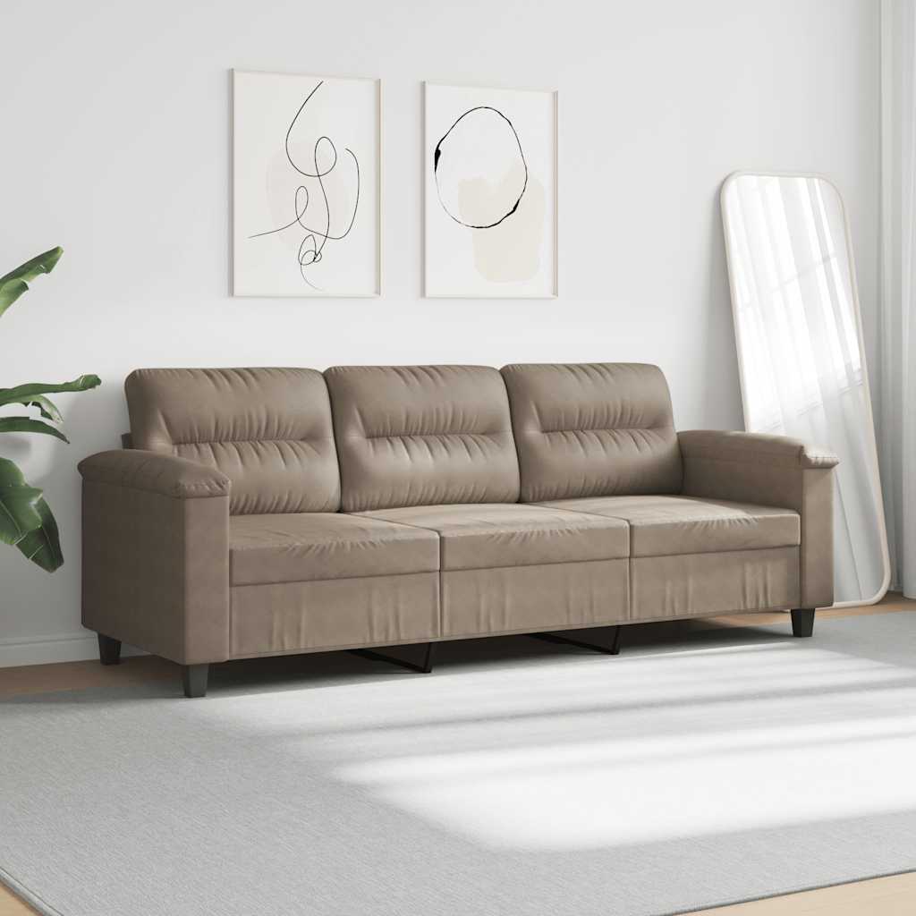 3-osobowa sofa, taupe, 180 cm, tapicerowana mikrofibrą