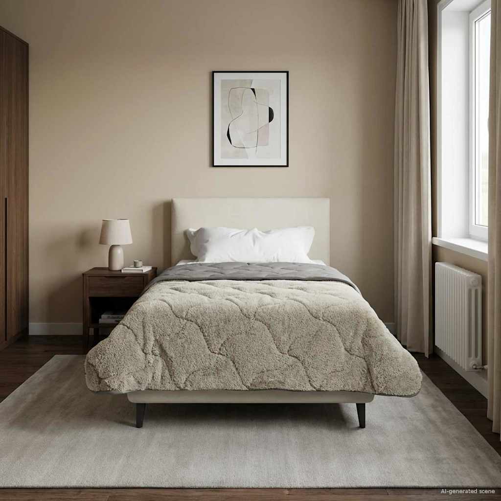Letni Kołdra Jasnoszary 155 x 220 cm Mikrofibra i Fleece Teddy vidaXL