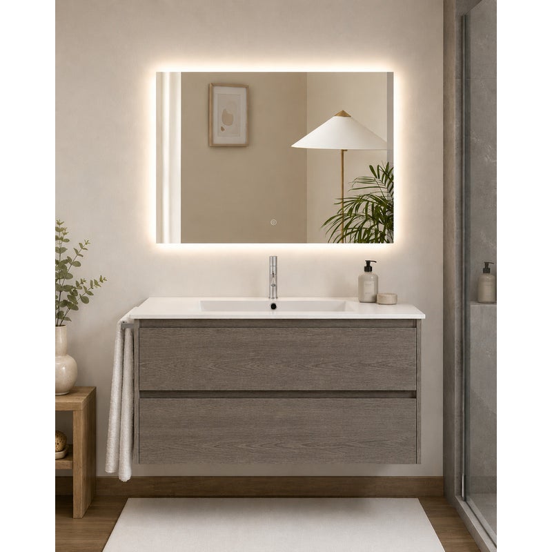 Szafka łazienkowa z umywalką ORIGENBATH IBIZA bez lustra 90x45 cm dąb smoky