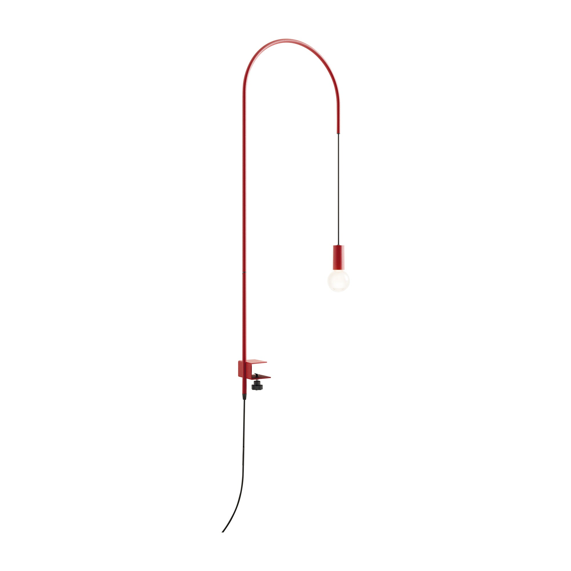 Zafferano - Lampa stołowa z drutu z zaciskiem, obrotowa 200°, wys 152 cm, malowany metal, żarówka E27 maks 60 W w zestawie - czerwona
