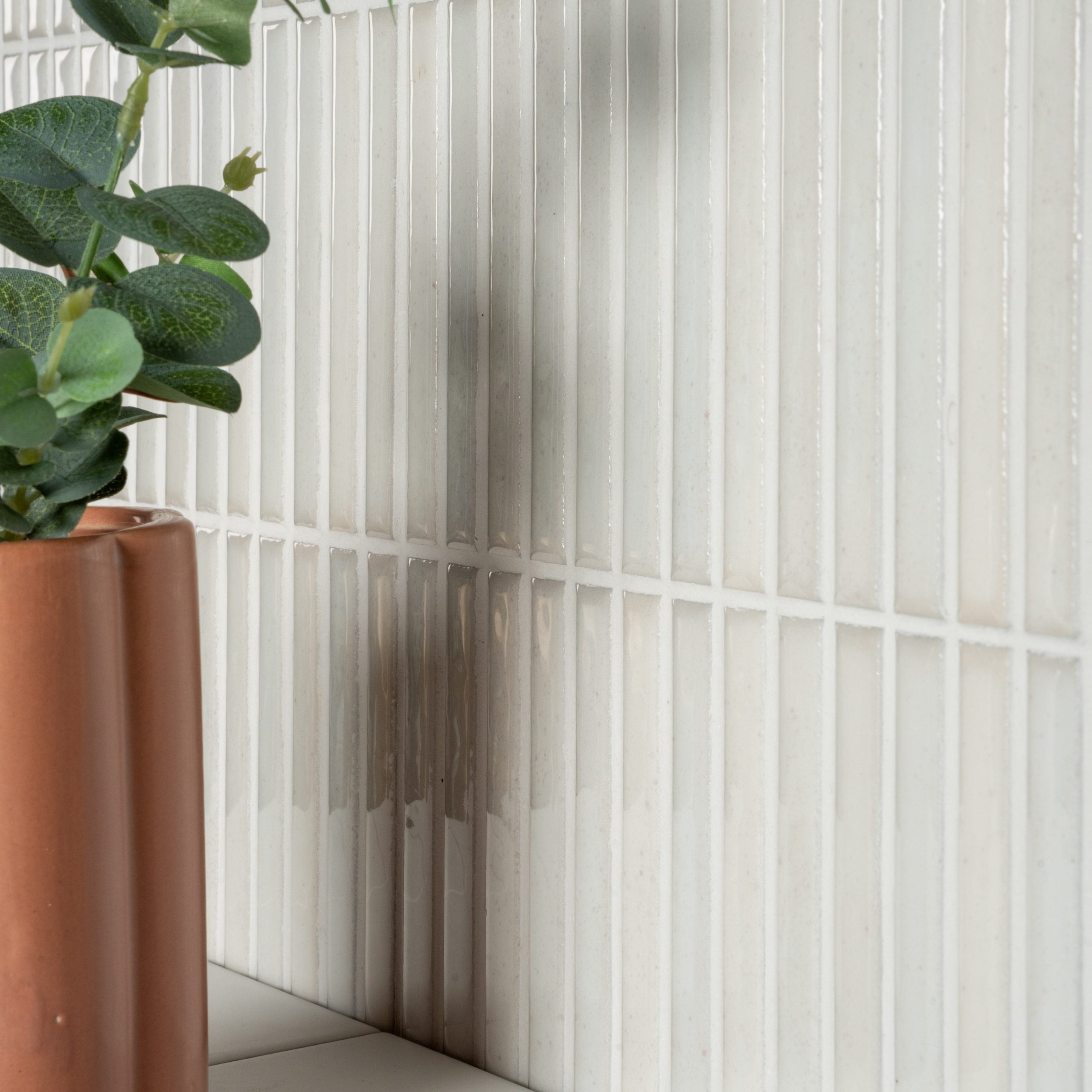 Revestimento em grés porcelânico efeito mosaico brilho branco Karatsu 11,5x23 cm Polar White